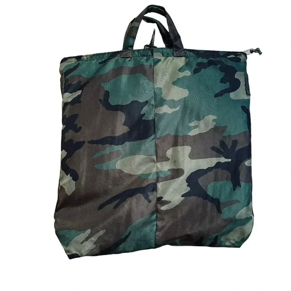 Vintage 90s Y2K Camo Purse Bag Camouflage Nylon Womens Large Green Clueless Edit - Picture 9 of 16